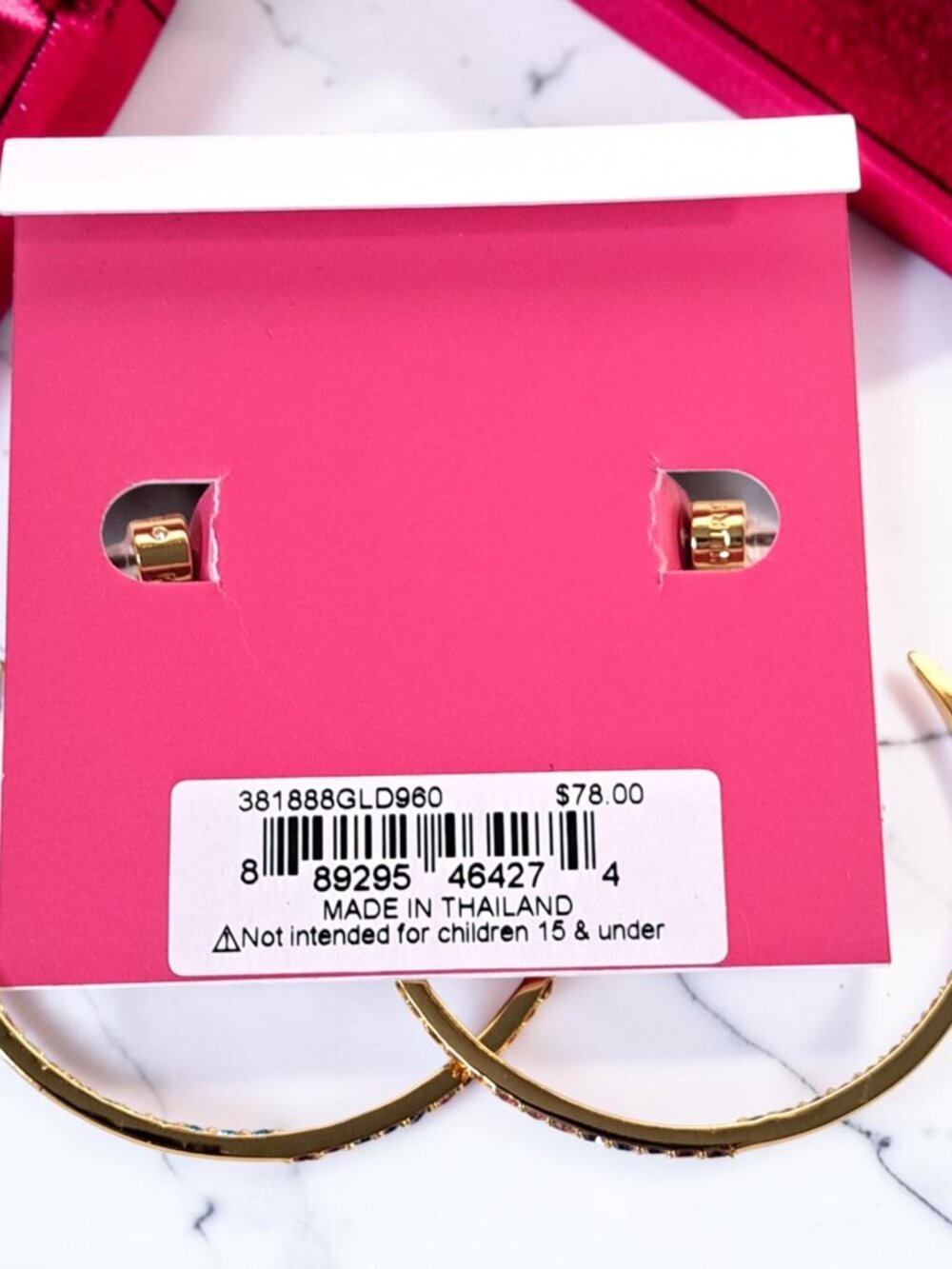Kurt Geiger London Rainbow Pave Gold-Toned Hoop Earrings NWT - Picture 8 of 10